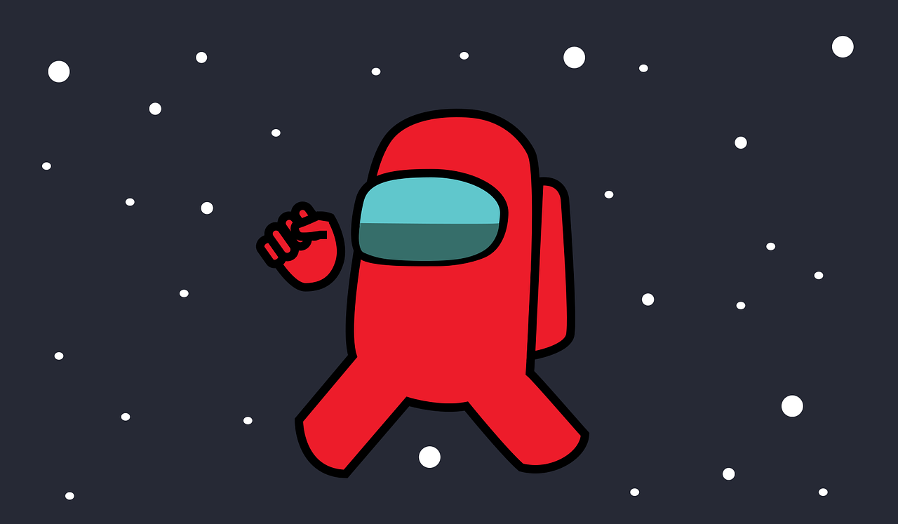an illustration of a red spaceman walking in the snow.