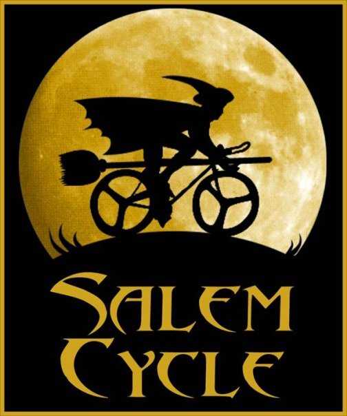 the salem cycle logo with a full moon in the background.