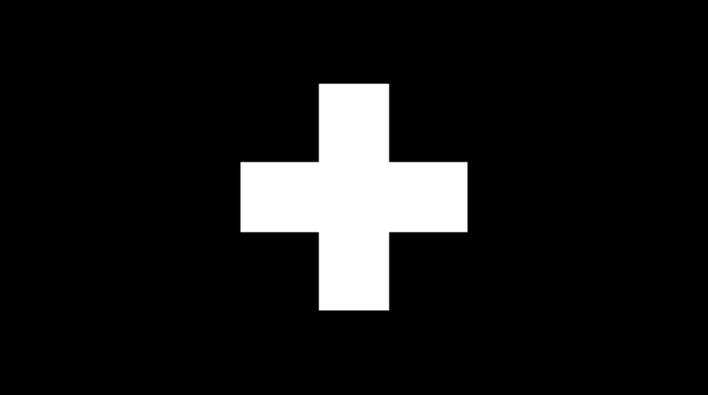 a white cross on a black background.