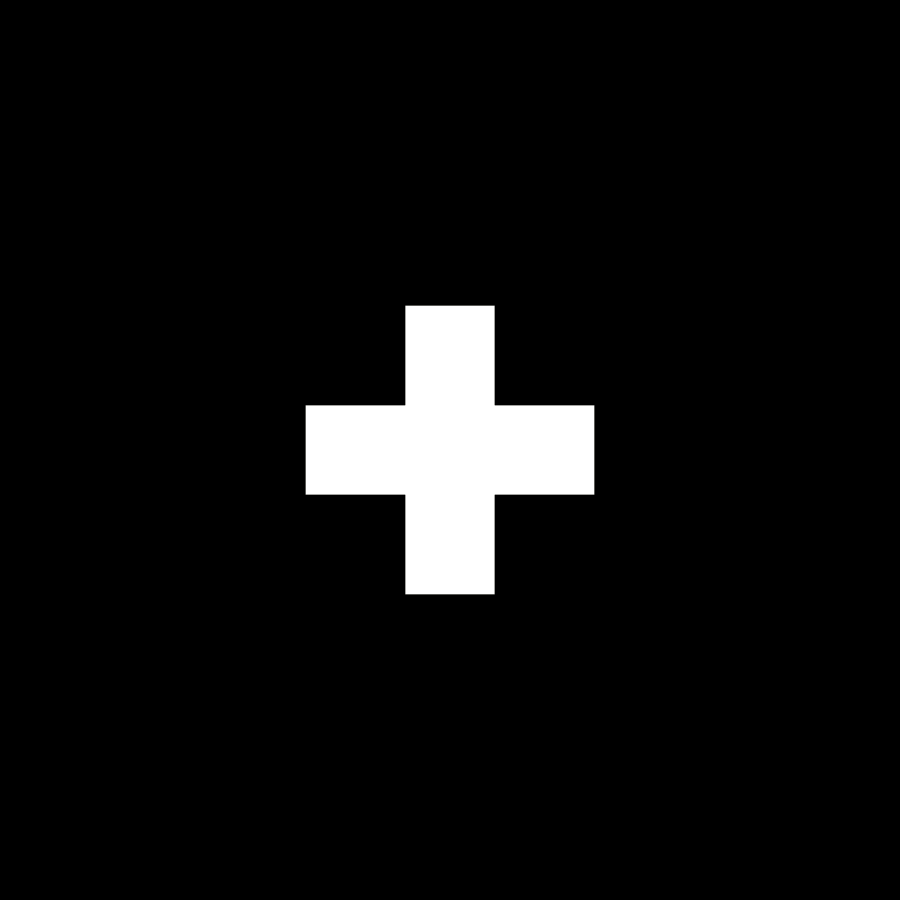 a white cross on a black background.