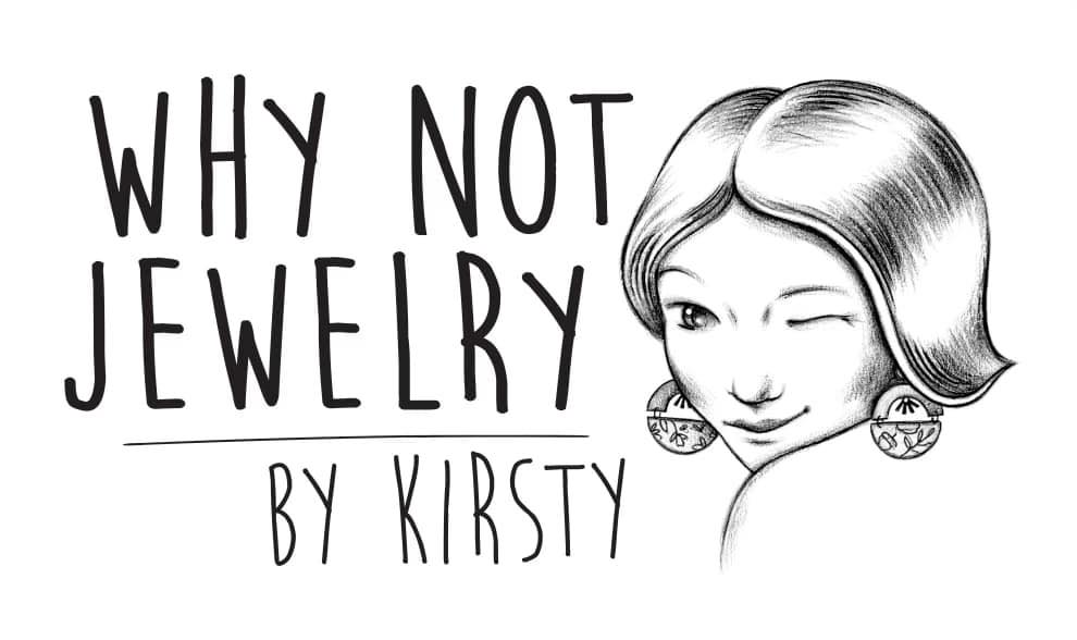 a drawing of a woman's face with the words why not jewelry by kris.