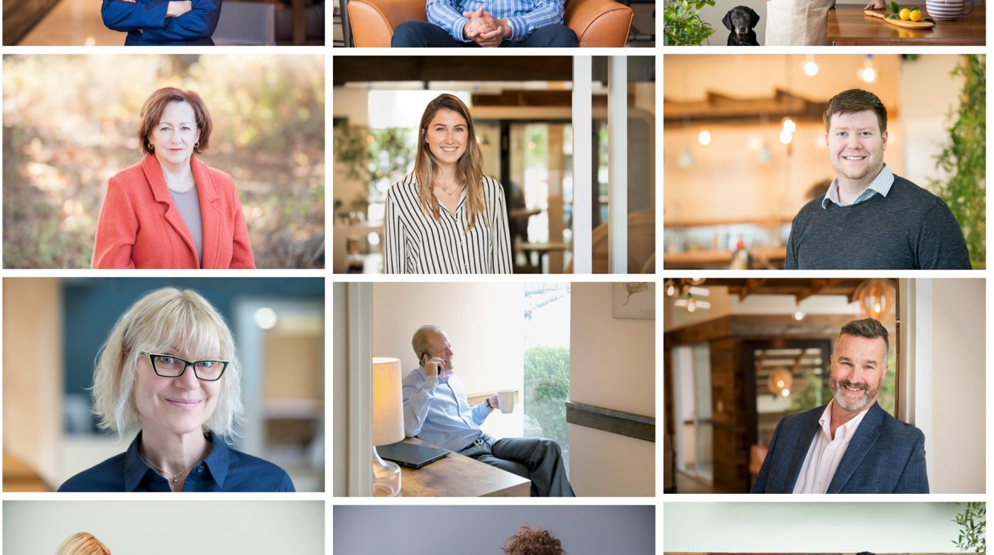 a collage of photos of people in business attire.