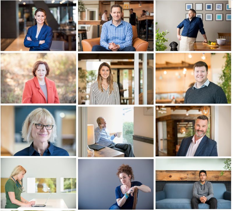 a collage of photos of people in business attire.