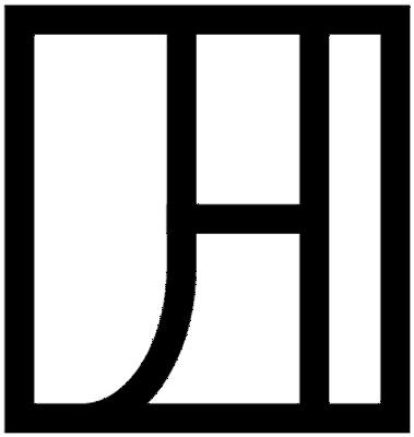 a black and white logo with the letter h.