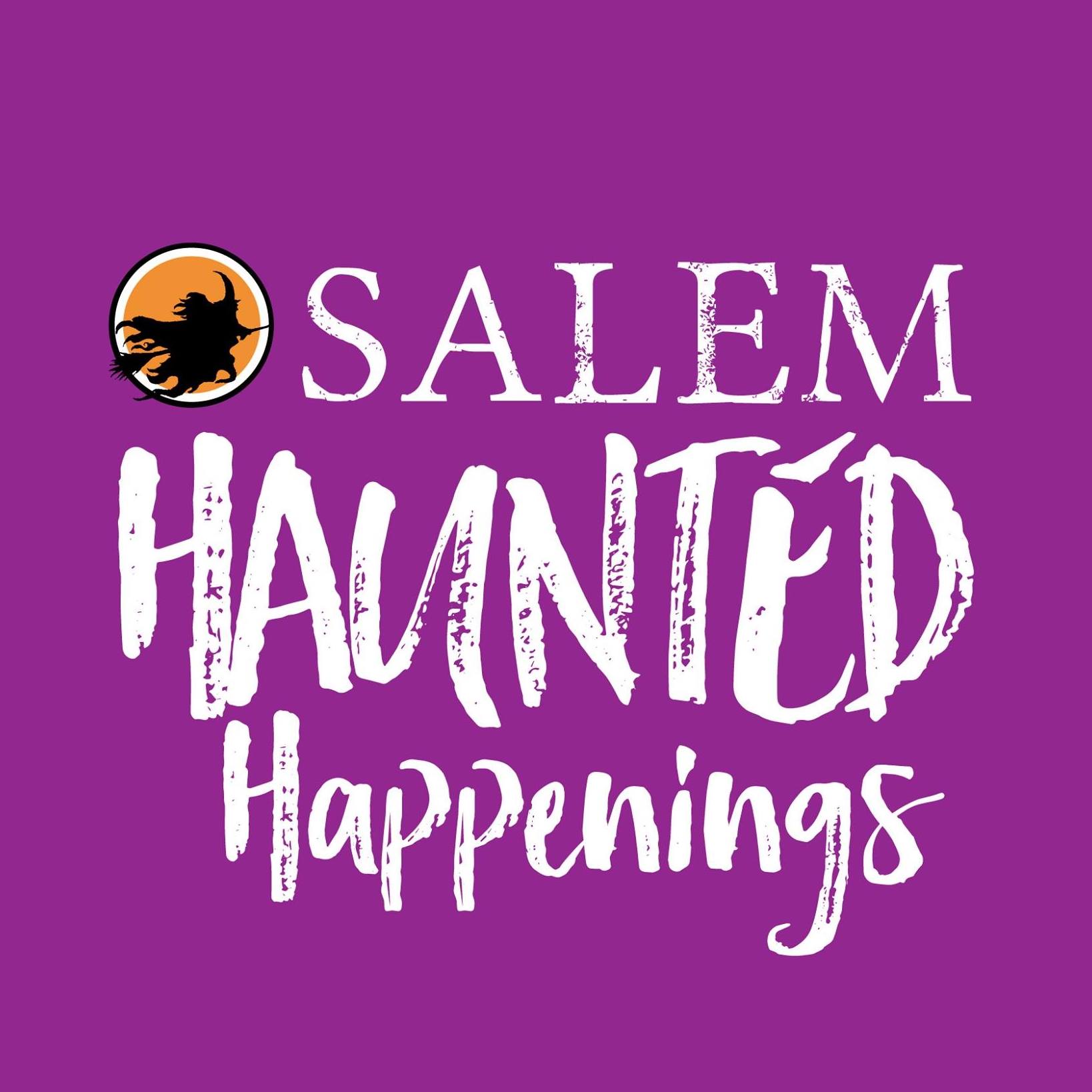 a purple background with the words salem haunted happenings.