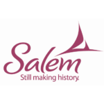 Logo with the word "Salem" in a unique, eye-catching font, highlighted by a striking red design on top. The tagline "Still making history" perfectly captures the essence of Destination Salem, reflecting its rich historical charm.