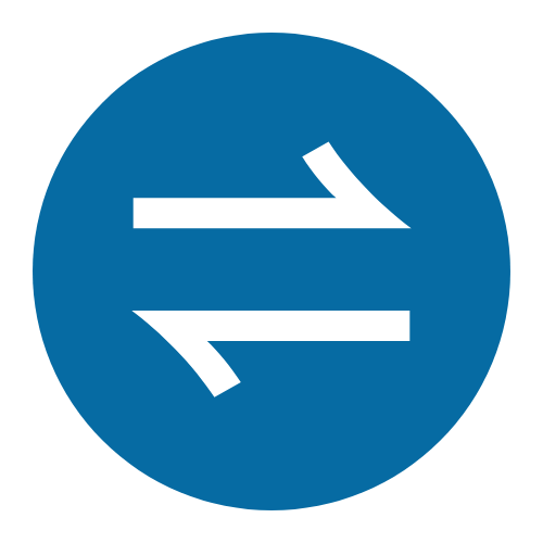 a blue circle with a white arrow in the center.