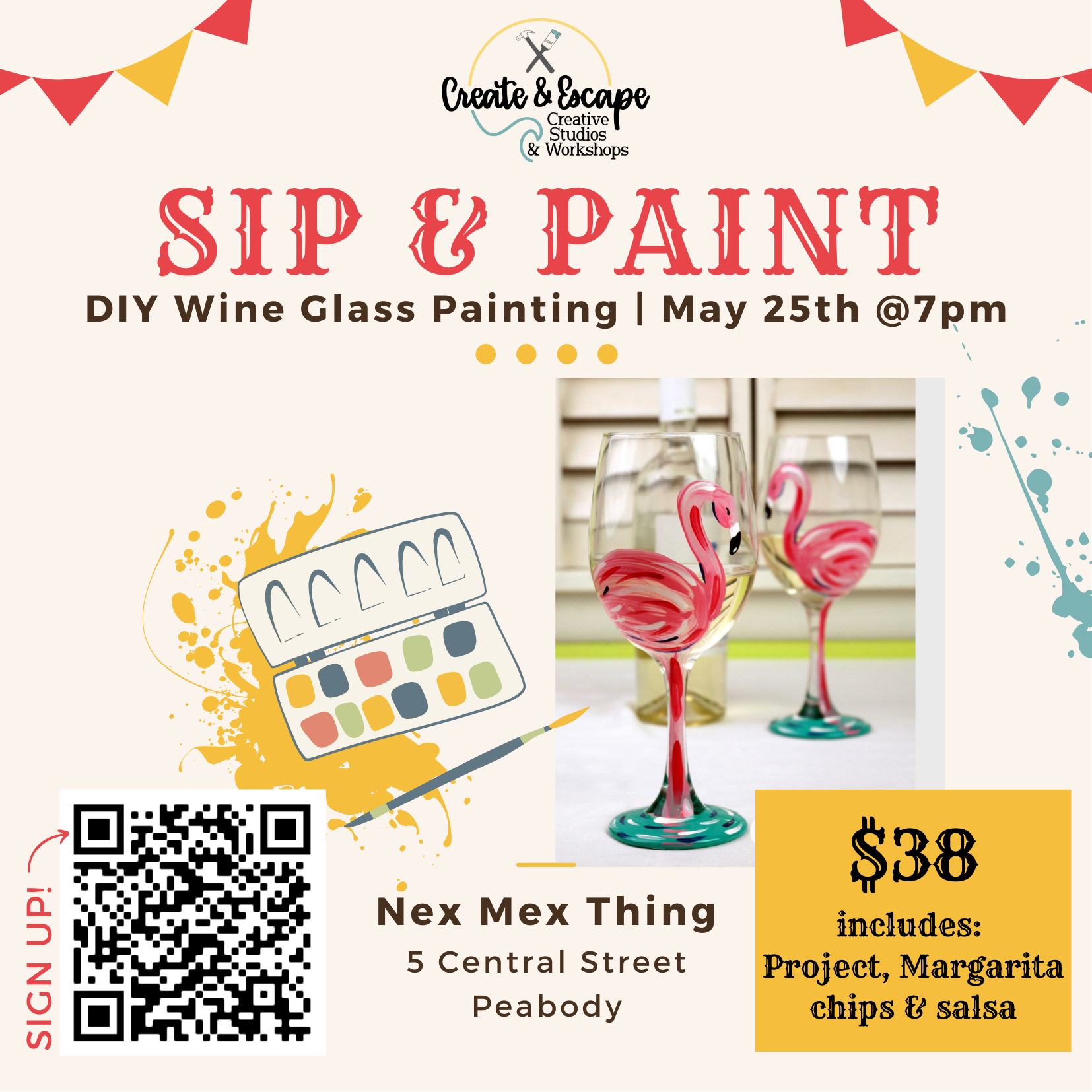 a flyer for a sip and paint event.