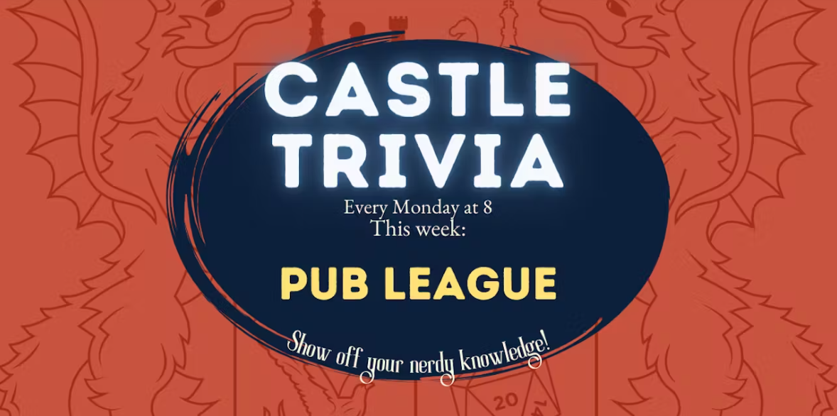 a sign that says castle trivia on it.