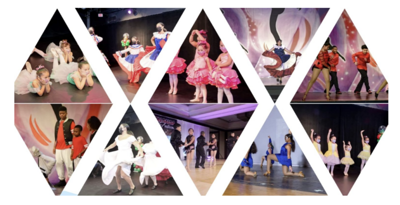 a collage of photos of dancers on stage.