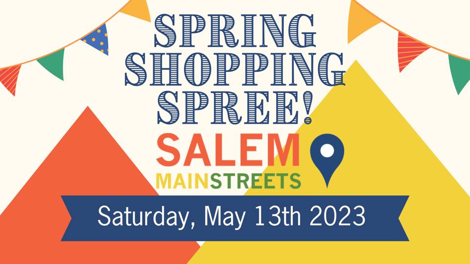 a poster for the spring shopping street sale.