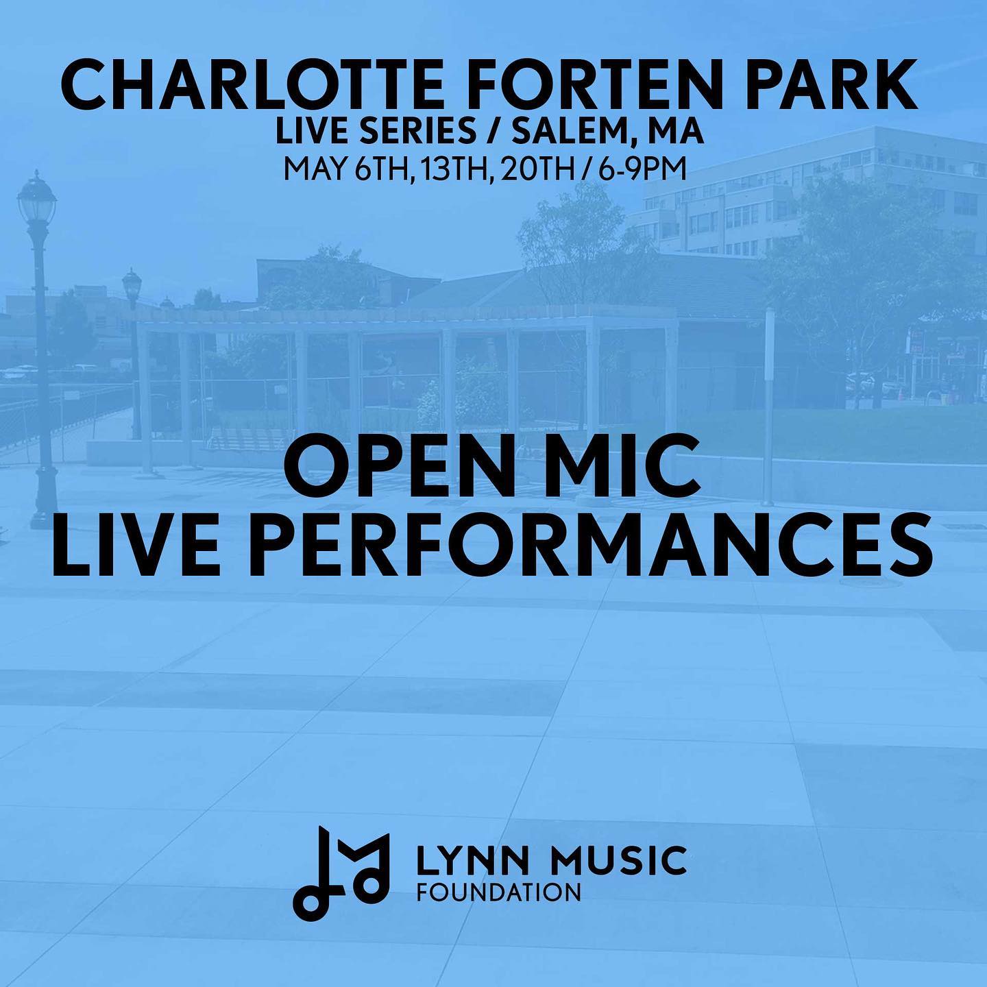 a poster for charlotte forten park's open mic live performance.