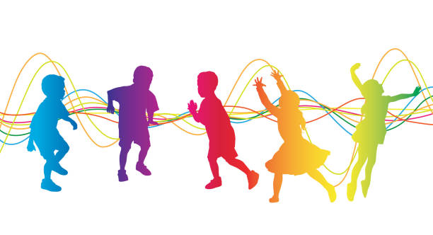 a group of children playing with a string.