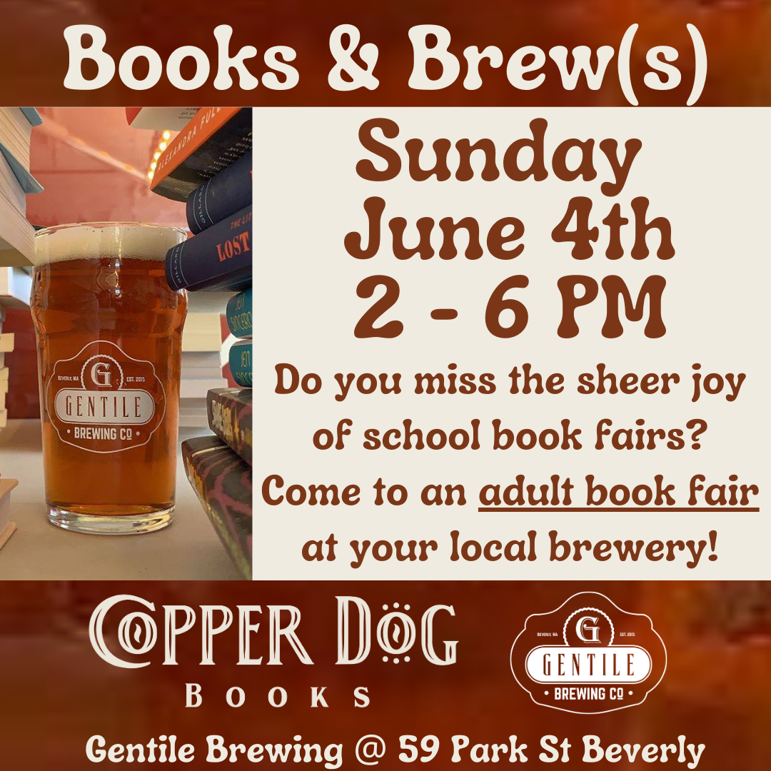 a flyer for a book sale with a glass of beer.