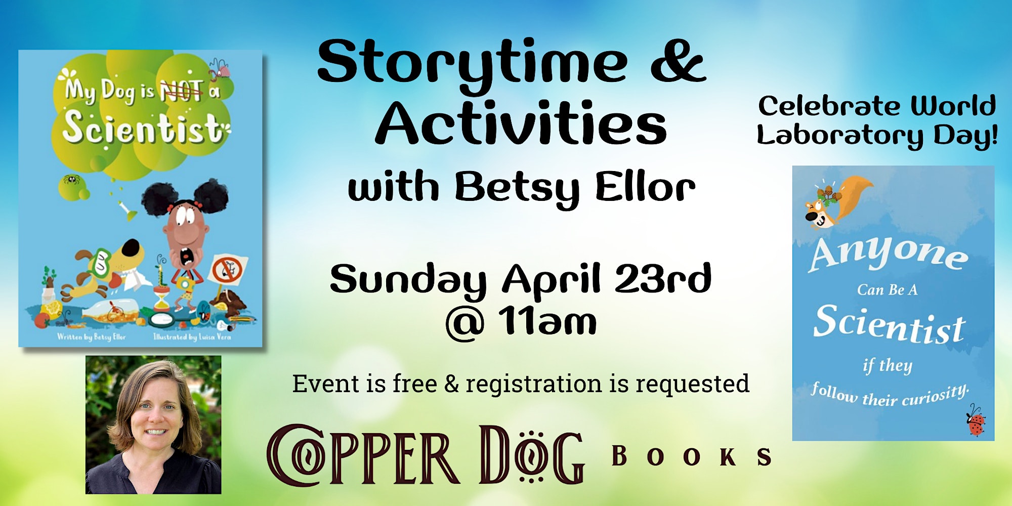 a poster for a story time and activities with betty ellor.