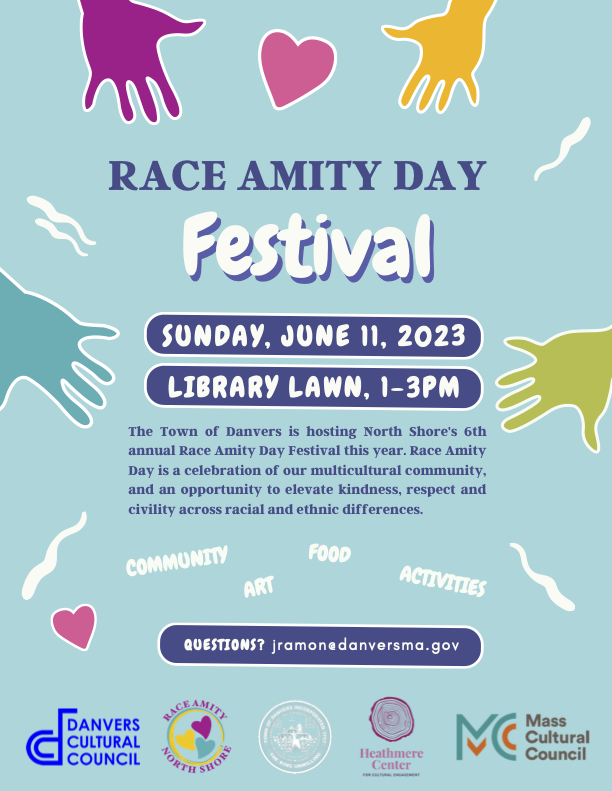 a poster for the race amity day festival.