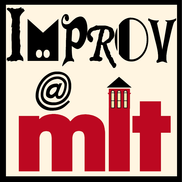 a red and black sign that says improv at the top of it.
