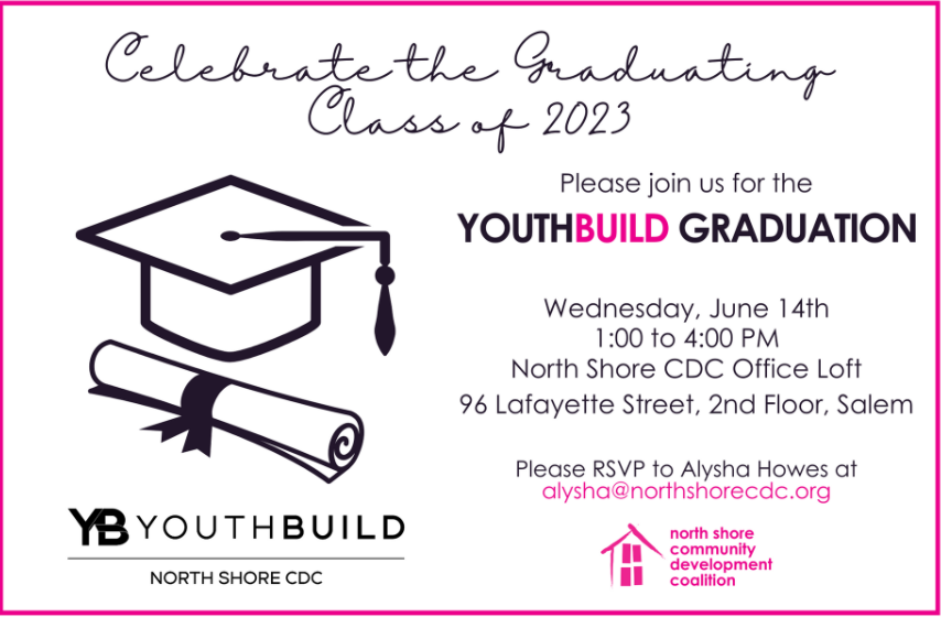 a flyer for a youth build graduation.