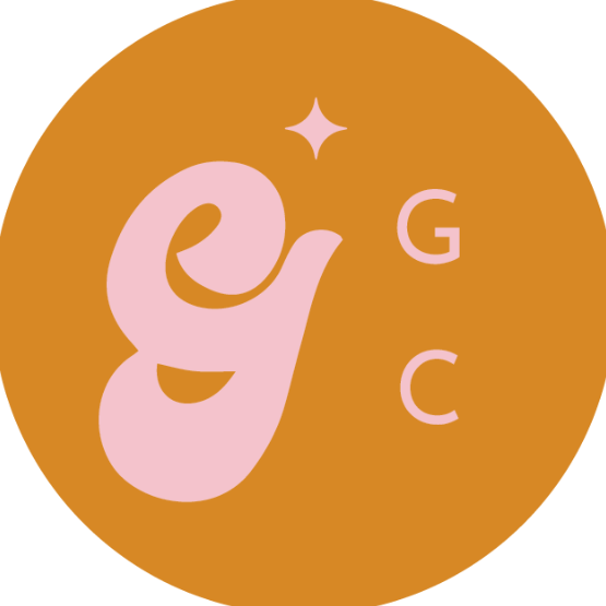 a pink and orange circle with the letter g on it.