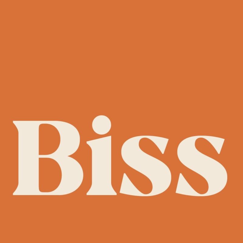 the word biss on an orange background.