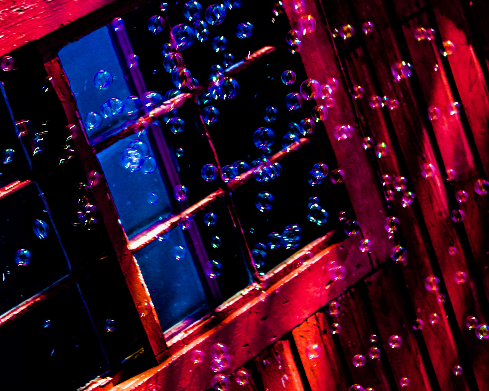 a window with a lot of bubbles on it.