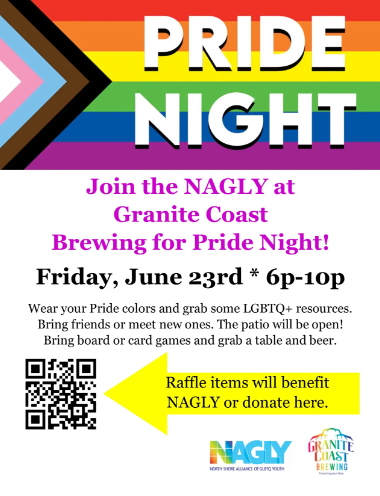a flyer for a pride night.