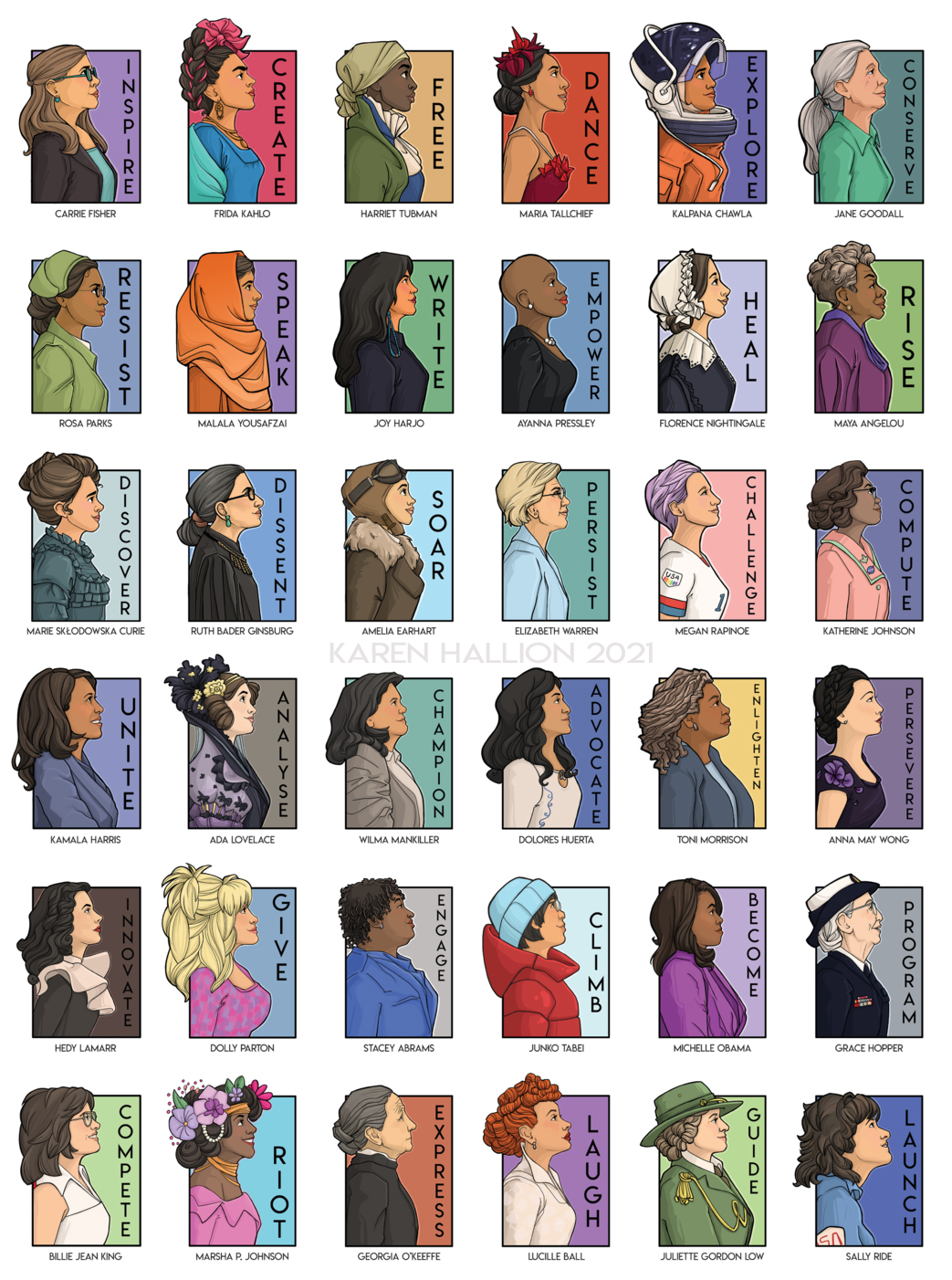 a bunch of different colored images of people.