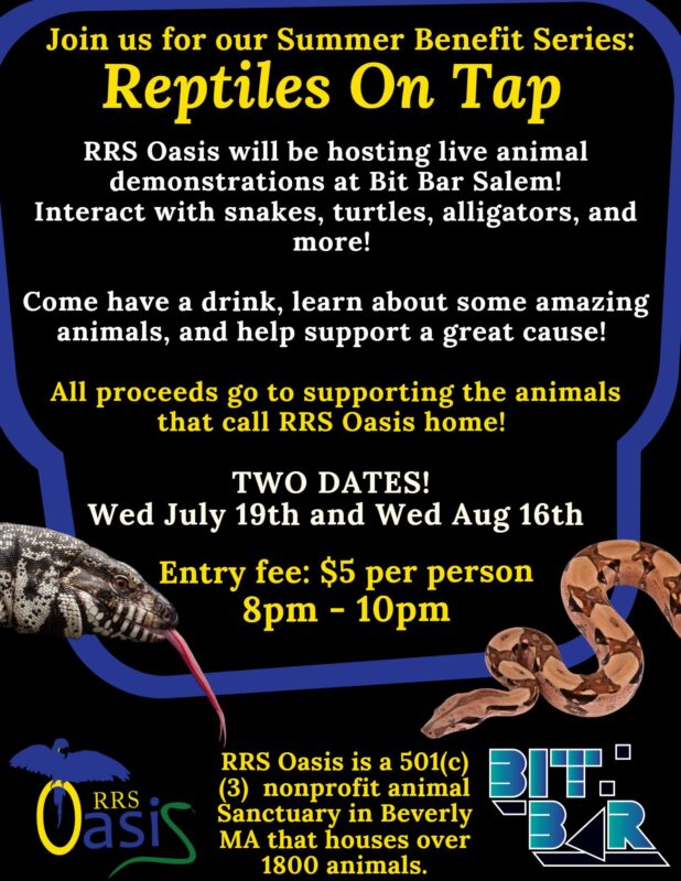 a flyer for reptiles on tap.