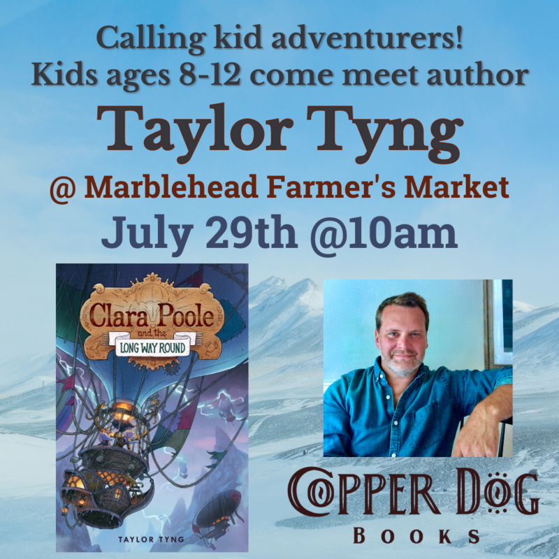 a poster for taylor tyng's book, marblehead farmer's dog.