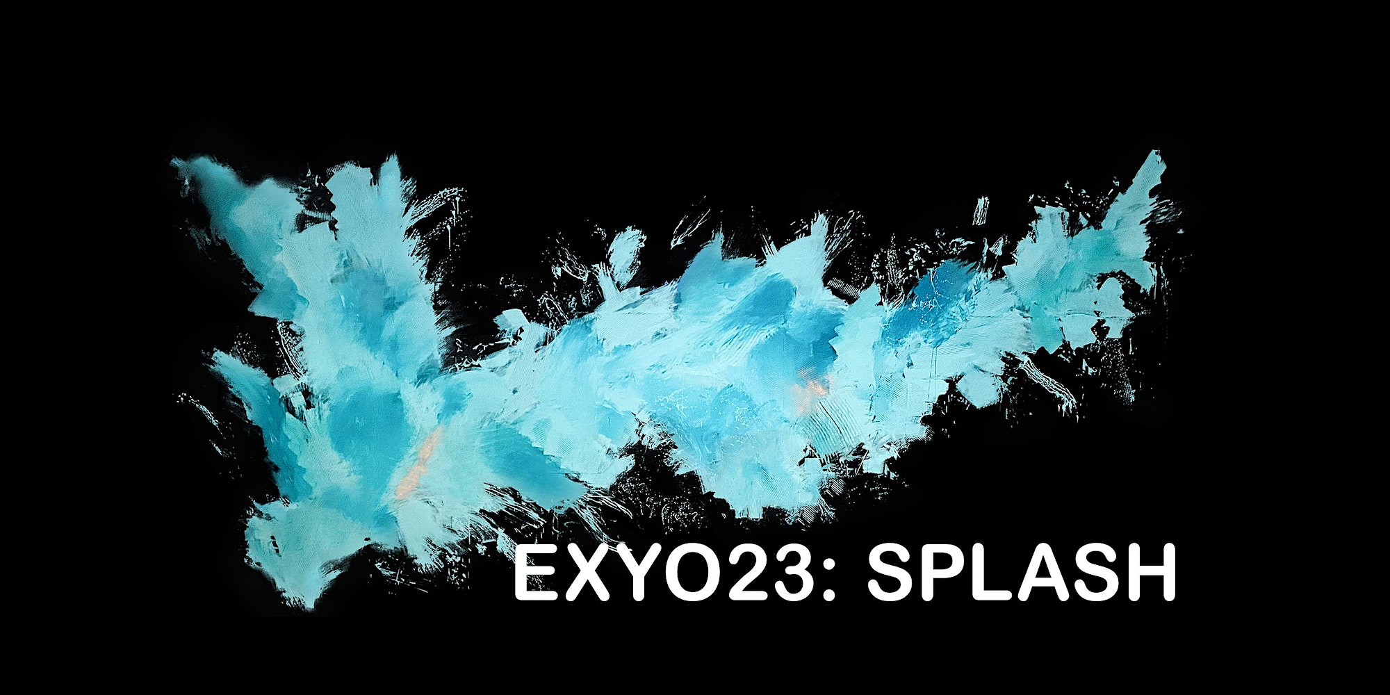 Exo2 splash - a black background with blue paint on it.
