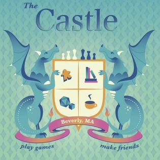 The castle book cover with a dragon and a chess board.