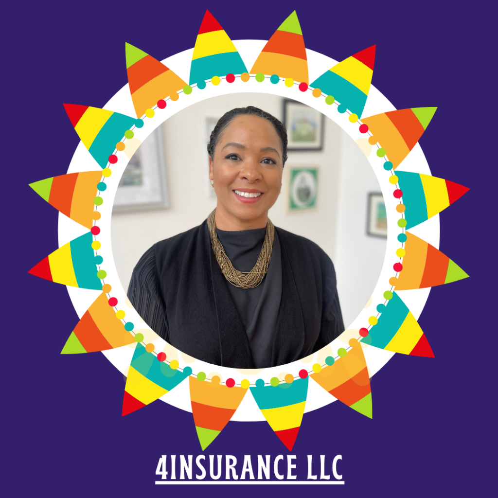 An image of a woman in a colorful circle celebrating Hispanic Heritage Month with the words 4 insurance llc.