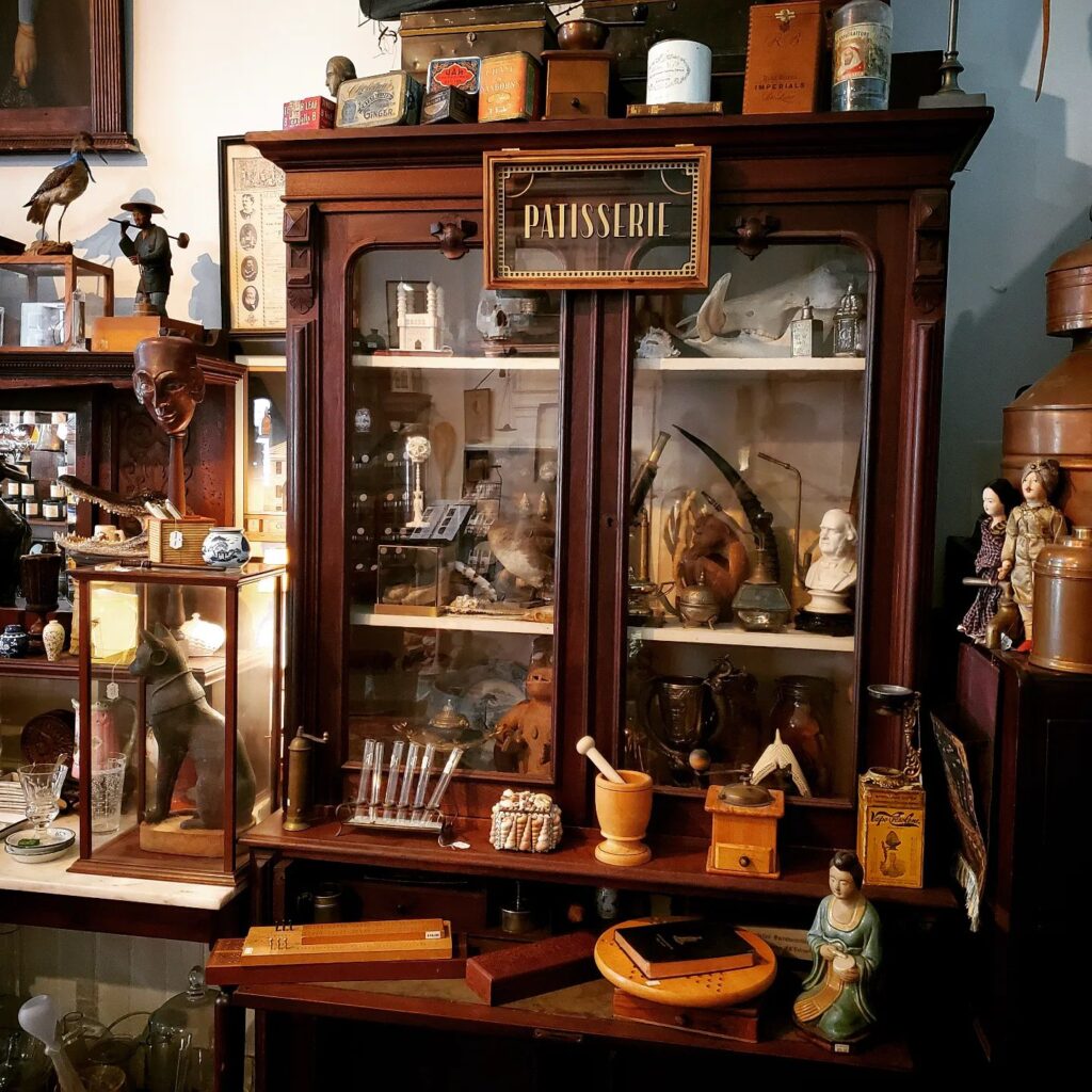 A Small Business Saturday showcase of antiques in a room.