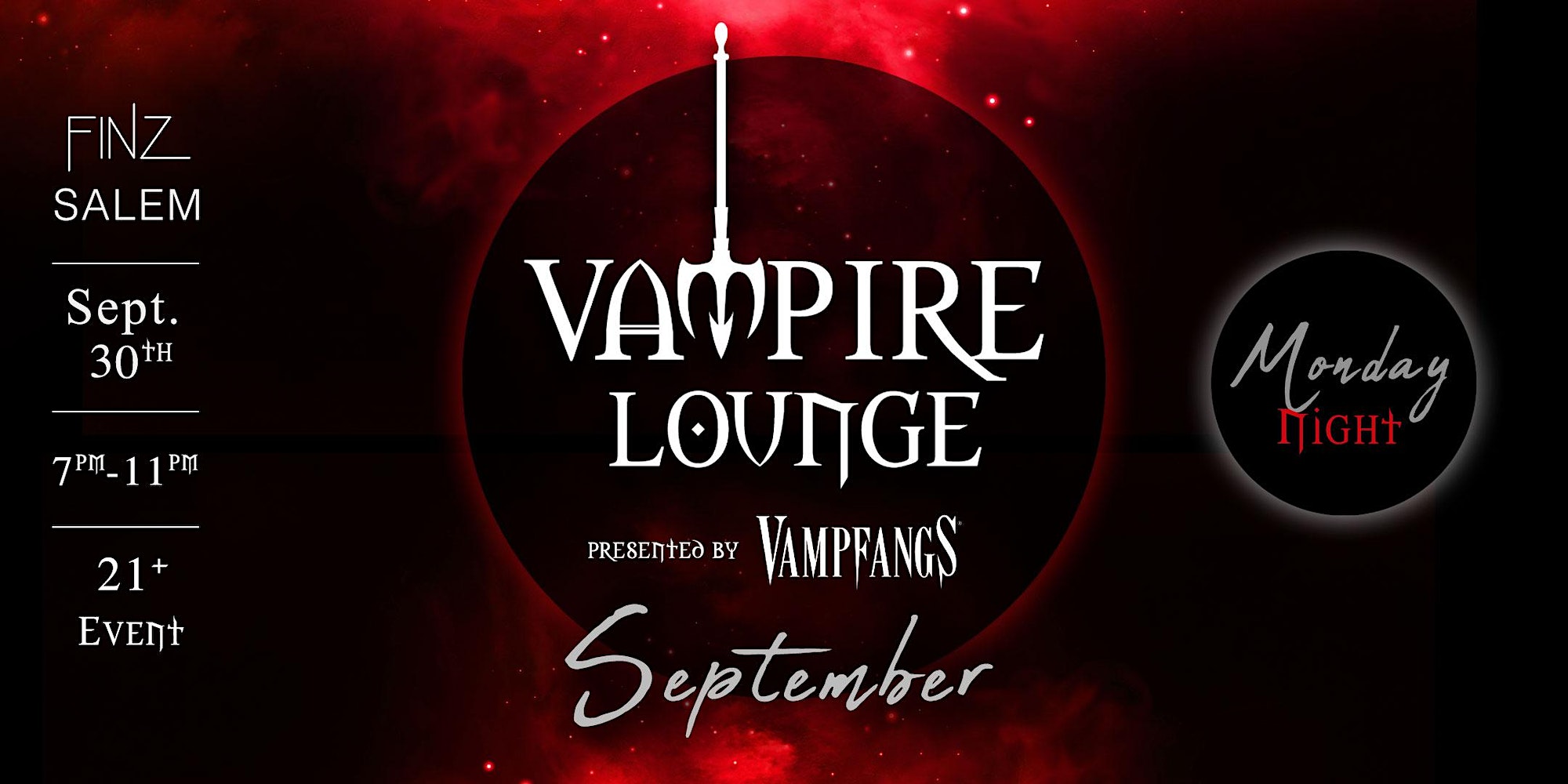 Boost your September excitement with our captivating Vampire Lounge poster. Perfect for enhancing your home or event decor.