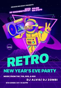 New Year's Eve Retro Party Flyer Template.