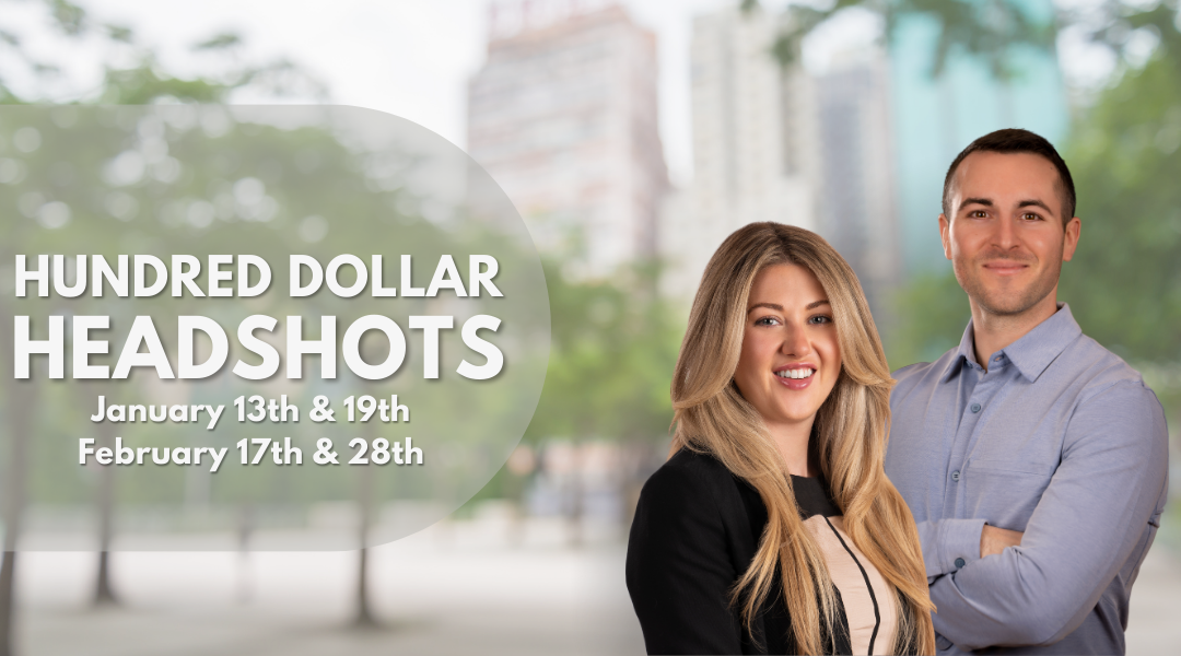 Experience the uniqueness of our hundred-dollar professional headshots, captured by skilled photographers. Join the countless individuals who have stood in front of our iconic building, displaying these words boldly - 'Hundred Dollar Headshots'.