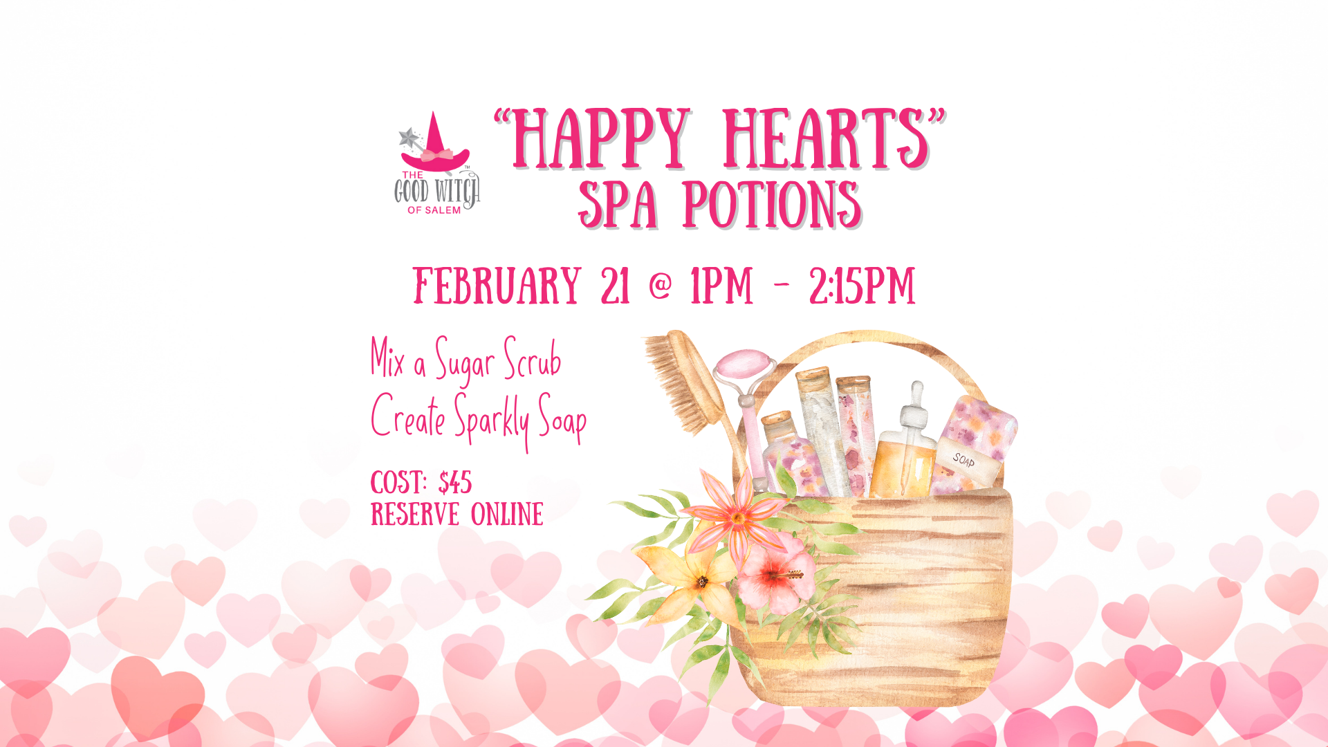 Wellness potion flyer for our delightful Happy Hearts Spa.
