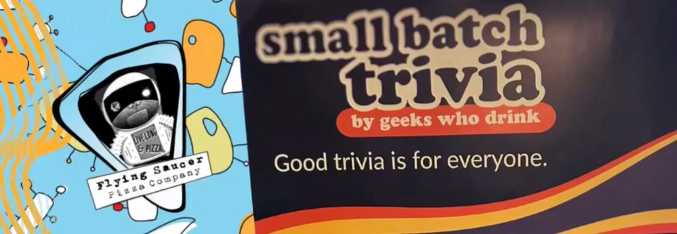 A promotional poster for trivia events designed for small groups.
