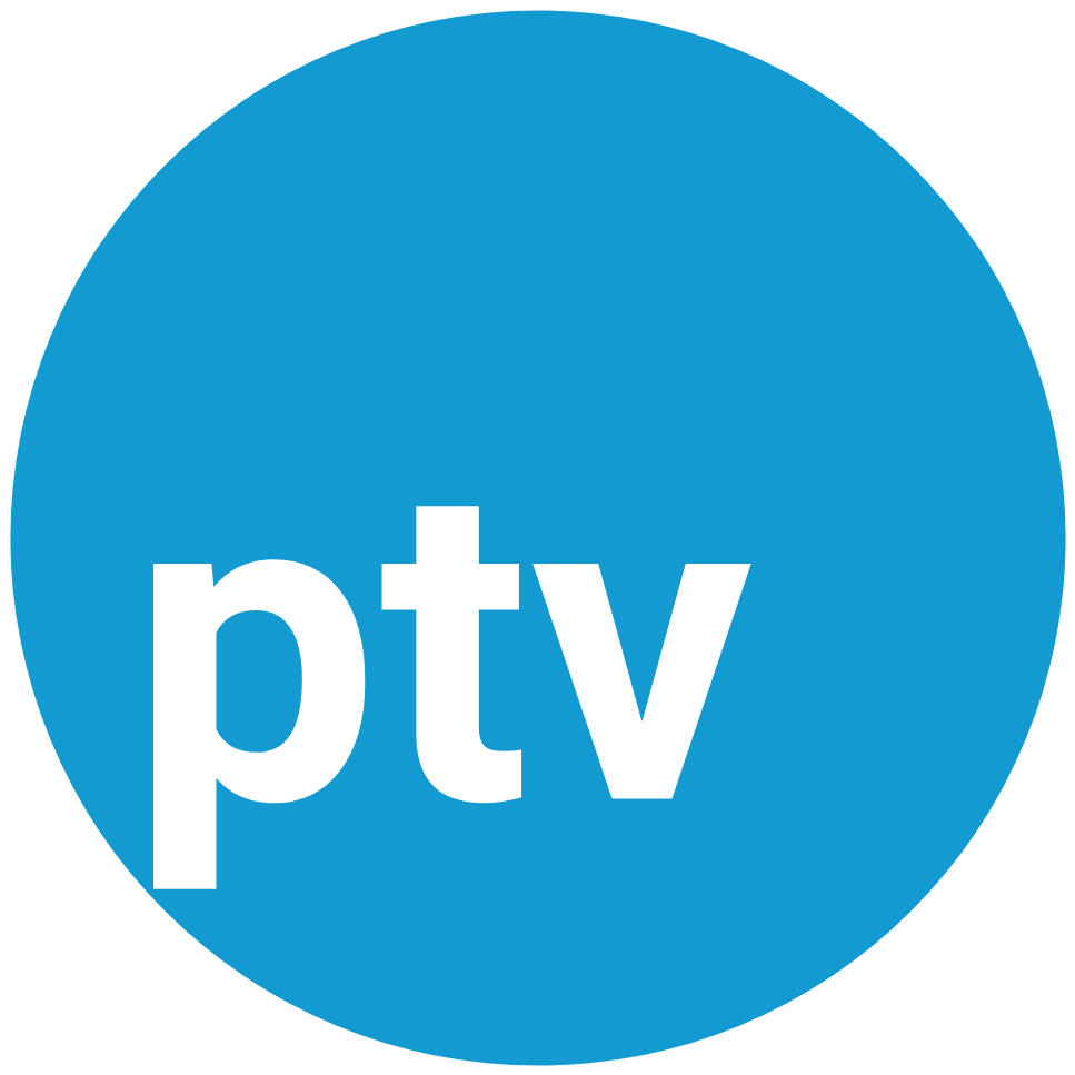A blue button featuring the "ptv" text.
