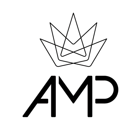 The AMP logo displayed against a clean white backdrop.