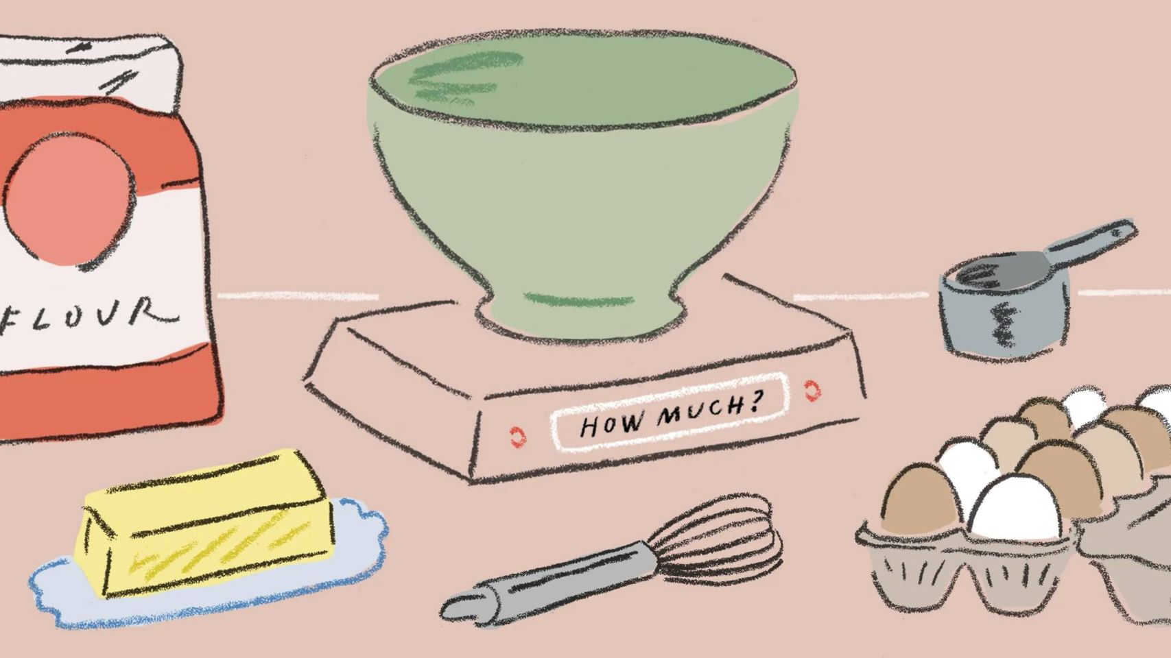 An illustration showcasing all the ingredients required for a recipe.