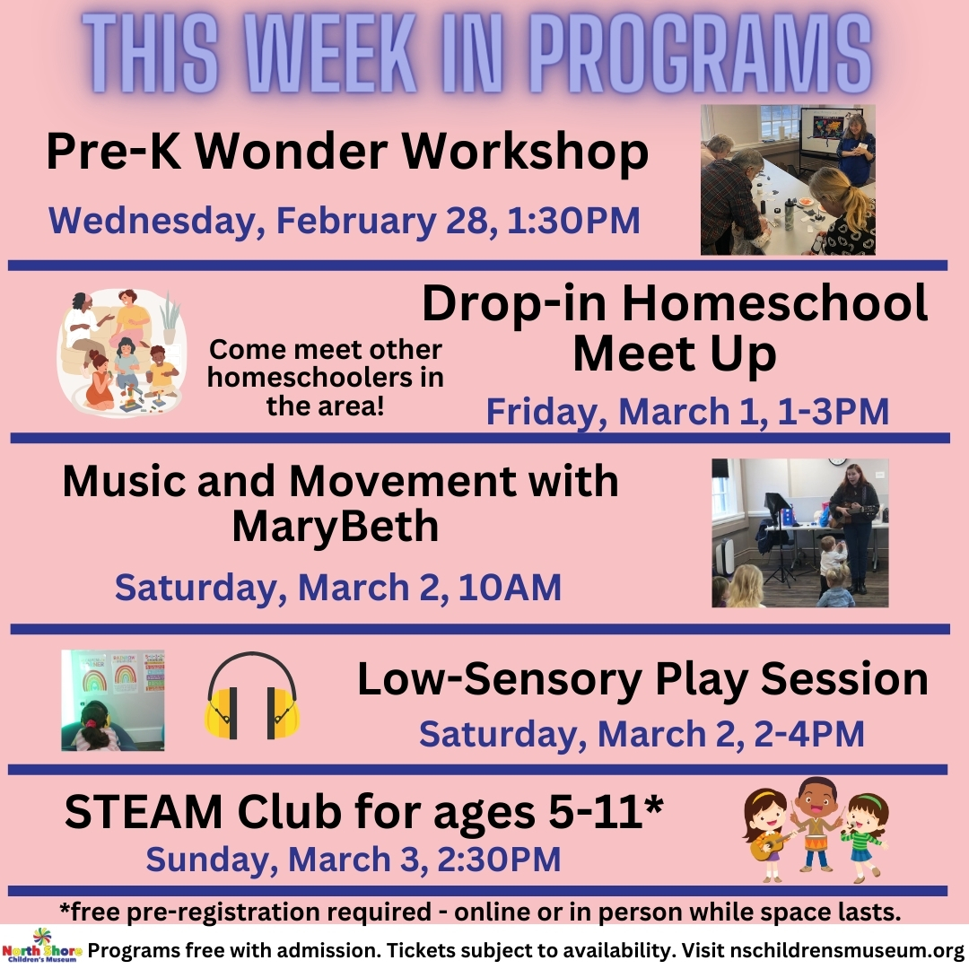 This week's flyer highlights upcoming programs.
