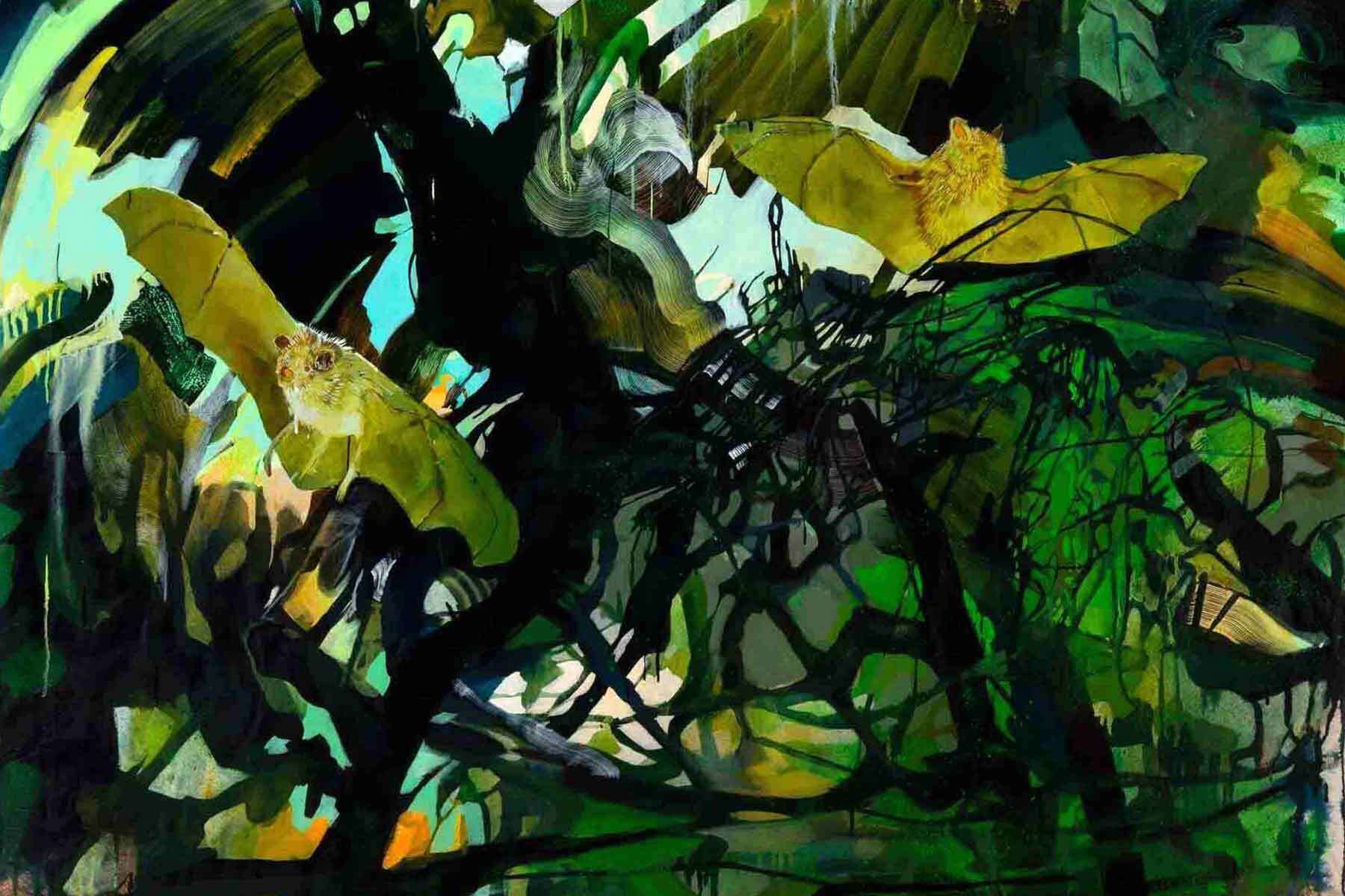 An artwork showcasing a leafy tree.