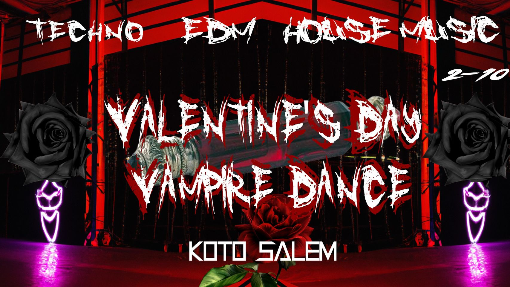 Join us for a unique Valentine's Day experience with our Vampire Dance. Perfect for those who love the supernatural, this event combines romance and dark fantasy elements to create an unforgettable evening. A great way to spend your Valentine's Day with a spooky twist.