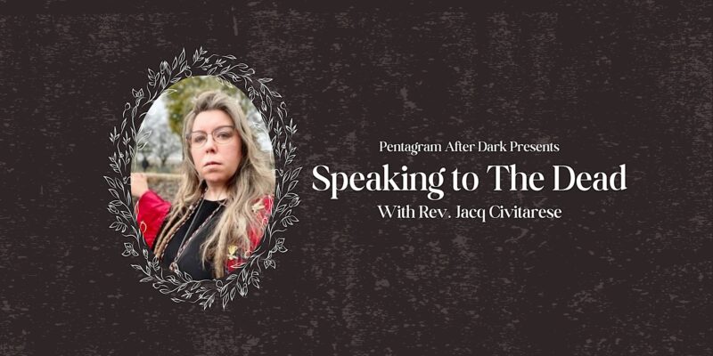 Catch a glimpse of our upcoming event, "Connecting with the Afterlife with Rev. Jacq Civitarese." The promotional artwork showcases a person deeply engaged in thought, encased within an artistic circular border adorned with intricate designs.