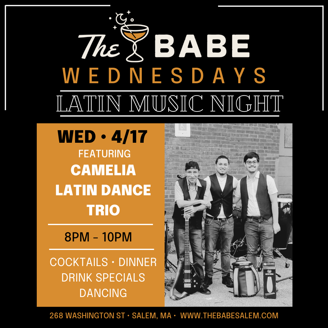 Join us for "Babe Wednesdays" - a night filled with sultry Latin music beats from the talented Camelia Trio. Enjoy an evening of rhythm and romance, paired with awesome drink specials every Wednesday. This experience is set amidst a rustic brick wall backdrop that adds to the warm and captivating atmosphere. Don't miss out on this fabulous mid-week treat!