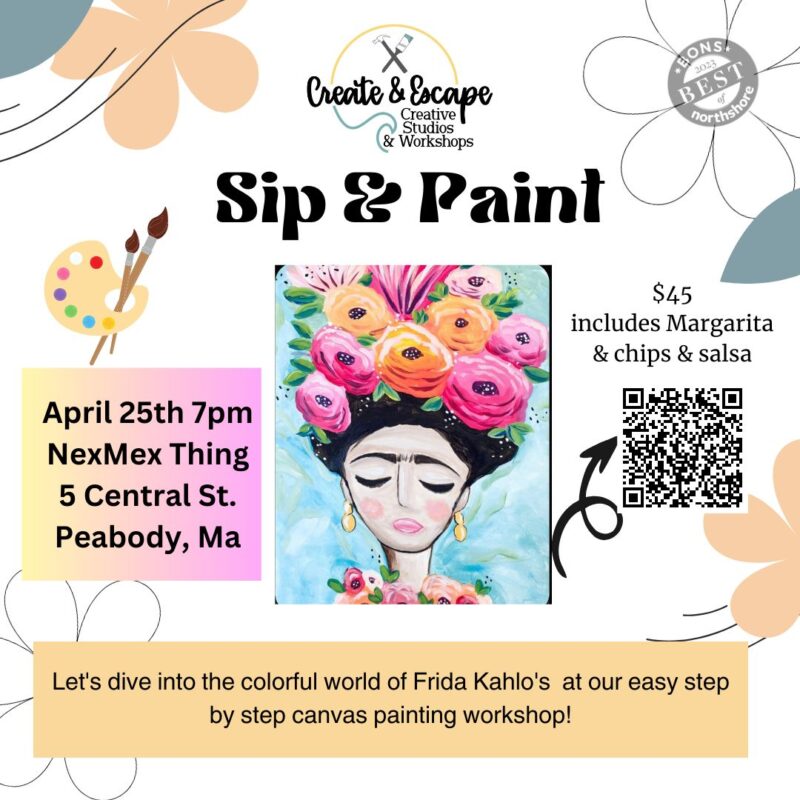 Optimize your fun with a "Sip & Paint" event at Creative & Creative Studios! Discover your inner artist while painting a vibrant image of a woman, all you need is in this flyer. Here, you'll find the event specifics, cost details and a handy QR code for quick access. Drop jargon and embrace color at our entertaining gathering - let's paint fabulous memories together!