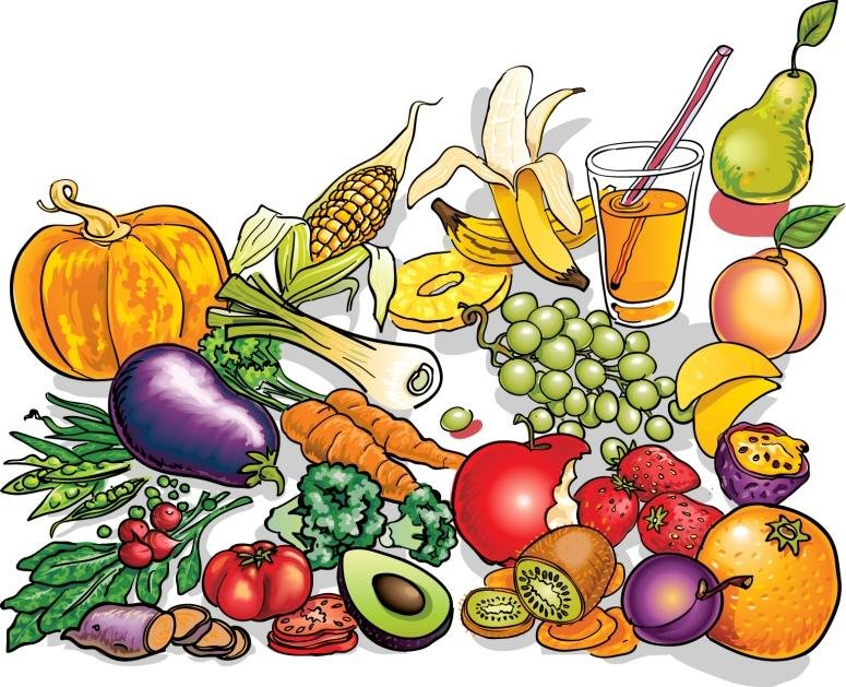 This vibrant image showcases an enchanting array of fruits and vegetables like corn, bananas, pumpkins, and grapes. Flanking them is a refreshing glass of juice. Ideal for promoting healthy eating and wellness.