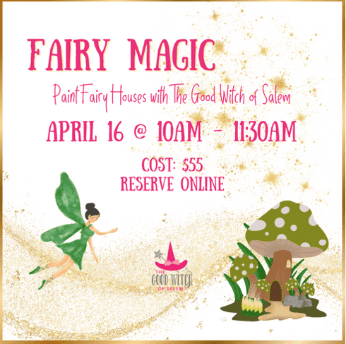 Join us for a magical painting event called 'Fairy Magic' on April 16 with Salem’s friendly witch. Dive into fantasy and unleash your creativity as you illustrate a charming fairy and enchanting fairy houses. No prior experience required – just bring along your fun spirit! Connect with others who share the same passion for mystical arts in this captivating event. You’d be surprised what magic can do to your imagination! Don’t miss out, secure your spot today!