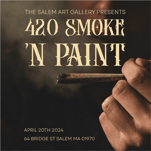 Join us at the Salem Art Gallery for our unique '420 Smoke n' Paint' event on April 20th, 2024. Unleash your creativity in a chill atmosphere while enjoying some smoke. No experience needed. Just bring good vibes!